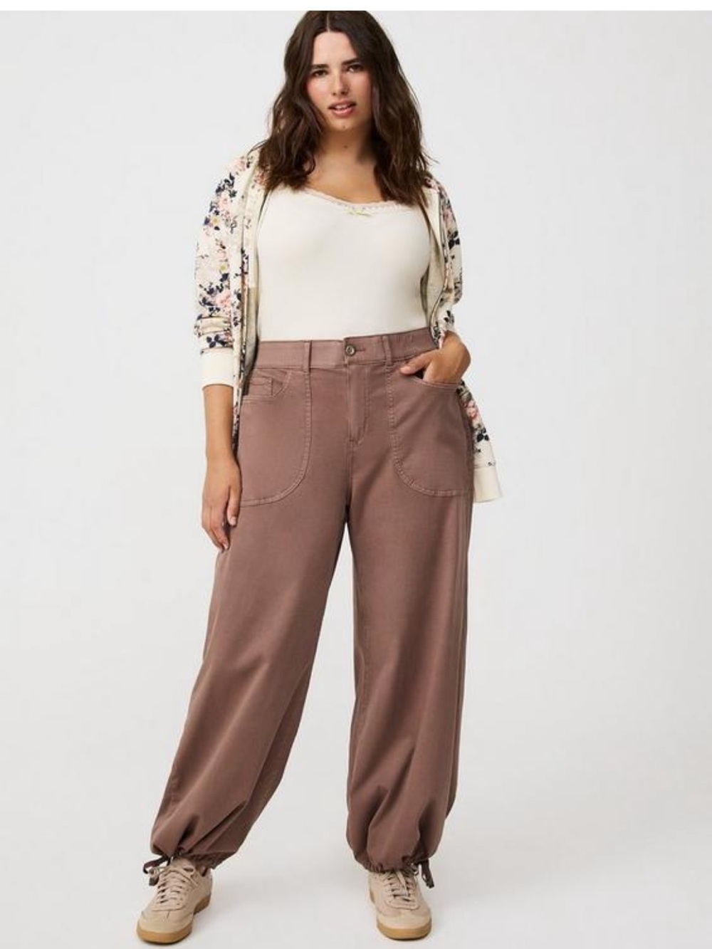 Torrid Slouchy Balloon Pant in Deep Taupe